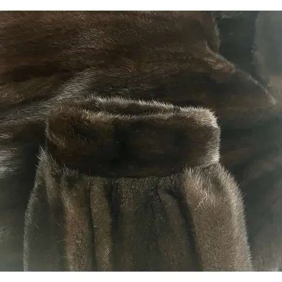 BIRGER CHRISTENSEN Worlds Finest Dark Ranch Mink Fur Mid Length Swing Coat Sz 12 - Picture 13 of 16